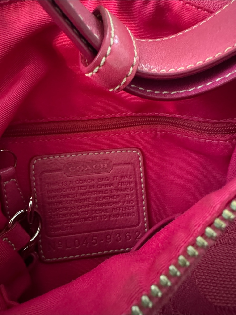 Coach Hot Pink Signature Canvas Shoulder Bag with Tassel Charm - Picture 8 of 8